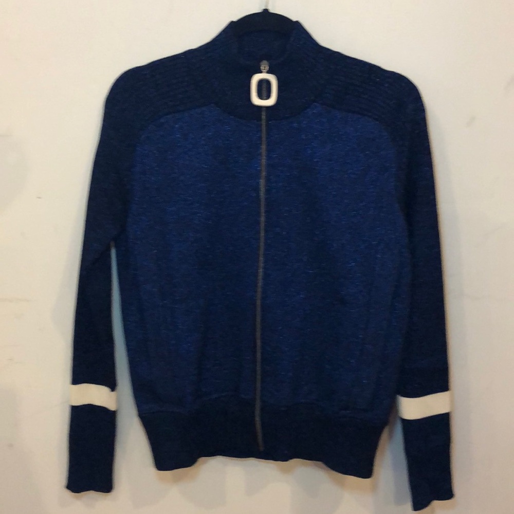 Aviu metallic navy lurex track jacket.